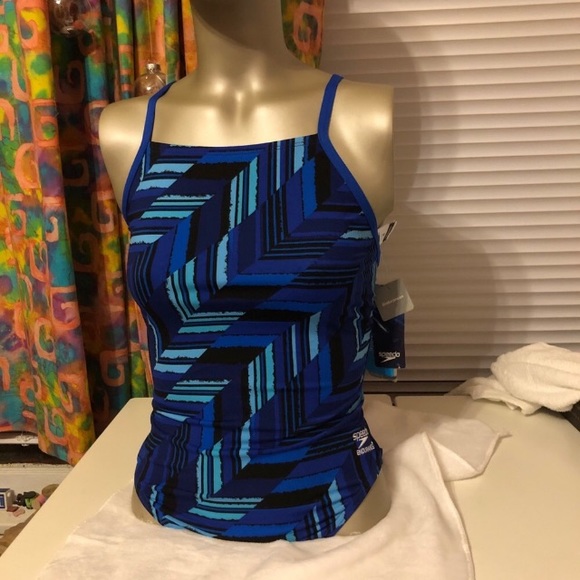 Speedo Endurance+ blue angles freeback swimsuit one piece - Picture 1 of 12